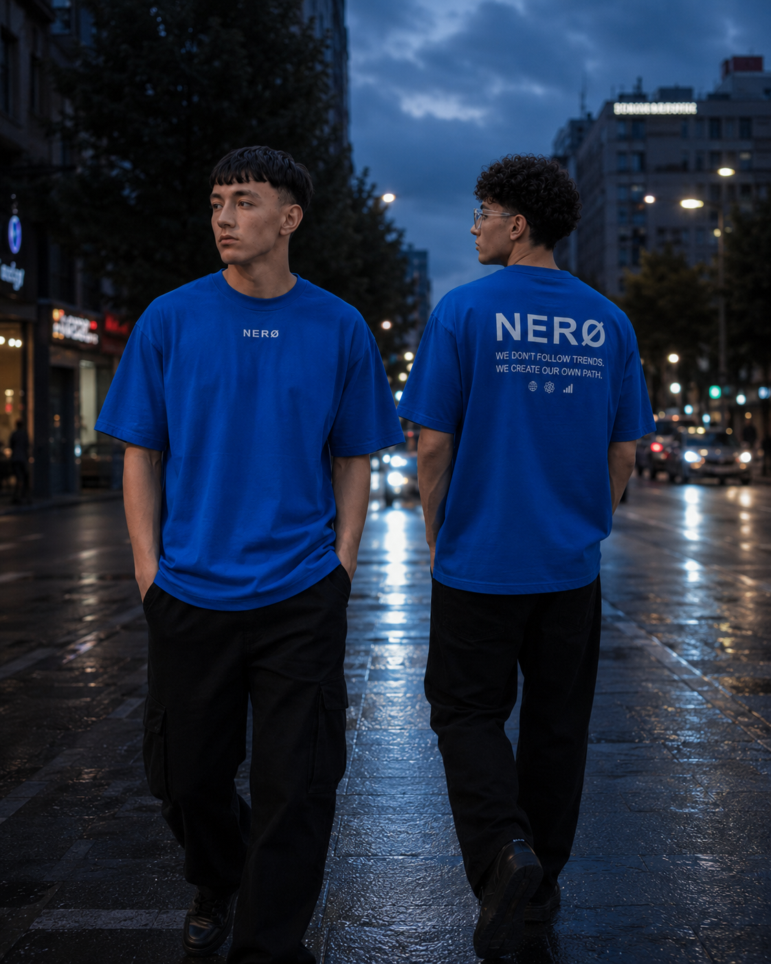 NERØ Oversized Tee — Cobalt Blue
